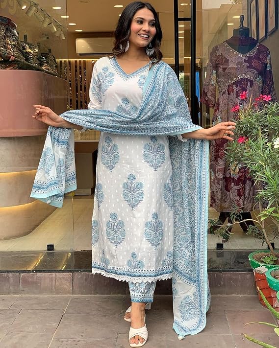 Elevate Your Style with the Nermosa Cotton Block Printed Kurta Set
